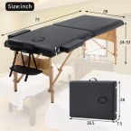 Portable Massage Table Spa Bed Foldable 73 Inch Height Adjustable Massage Bed with Solid Wooden Legs and Carry Case Tattoo Salon Table Bed Hold Up to 450LBS