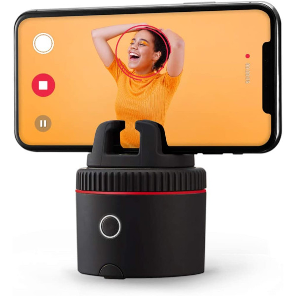 Pivo Pod Red - Auto Tracking Smartphone Interactive Content Creation Pod – 360° Hands-Free Photos or Videos – Easy Special Effects for iPhone or Android – Face, Body & Action Tracking