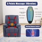 Power Lift Recliner Chair Massage Sofa for Elderly,Microfiber Electric Living Room Chairs with Heated Vibration,Side Pockets,USB Charge Port,Remote Control,Fabric Motorized Reclining Bed,Midnight Blue