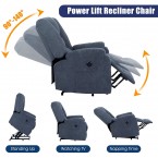 Power Lift Recliner Chair Massage Sofa for Elderly,Microfiber Electric Living Room Chairs with Heated Vibration,Side Pockets,USB Charge Port,Remote Control,Fabric Motorized Reclining Bed,Midnight Blue
