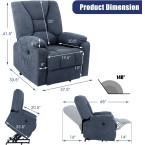 Power Lift Recliner Chair Massage Sofa for Elderly,Microfiber Electric Living Room Chairs with Heated Vibration,Side Pockets,USB Charge Port,Remote Control,Fabric Motorized Reclining Bed,Midnight Blue