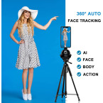 Auto Face Tracking Tripod, 360° Rotation Phone Camera Mount, No App, Battery Operated Smart Shooting Holder for Tiktok Video, YouTube Video, Live Stream, Instagram(NO APP Required)