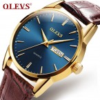 OLEVS 6898 Leather Watch Man And Woman Couple WristWatches Luxury Lover Watch Quartz Watches Reloj Pareja Waterproof Auto Day