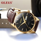 OLEVS 6898 Leather Watch Man And Woman Couple WristWatches Luxury Lover Watch Quartz Watches Reloj Pareja Waterproof Auto Day