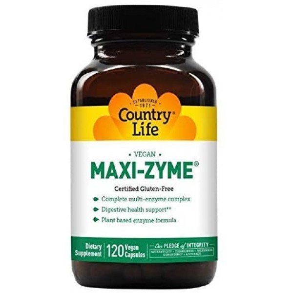 Country Life Maxi-Zyme Caps - 120 Vegetarian Capsules - Digestive Enzyme Complex to Support Maximum Digestive Power