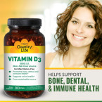 Country Life Vitamin D3 5000 I.U, 200-Softgel