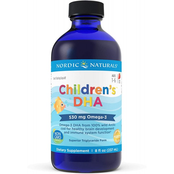 Nordic Naturals Children’s DHA, Strawberry - 8 oz - 530 mg Omega-3 with EPA & DHA - Brain Development & Function - Non-GMO - 96 Servings