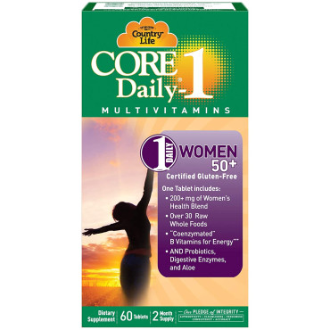 Country Life Core Daily-1 for Women 50 Plus - 60 Tablets - 200+mg of Women's Health Blend - Over 30 Raw Whole Foods Country Life Core Daily-1 for Women 50 Plus - 60 Tablets - 200+mg of Women's Health Blend - Over 30 Raw Whole Foods