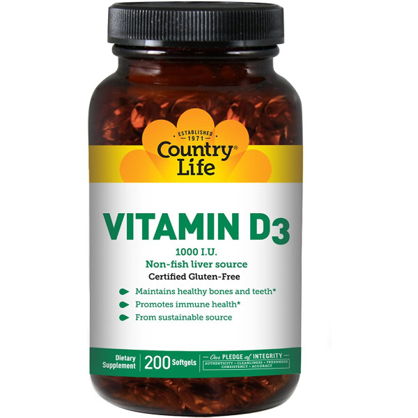 Country Life Vitamin D3 1000 Iu Soft Gels, Large..