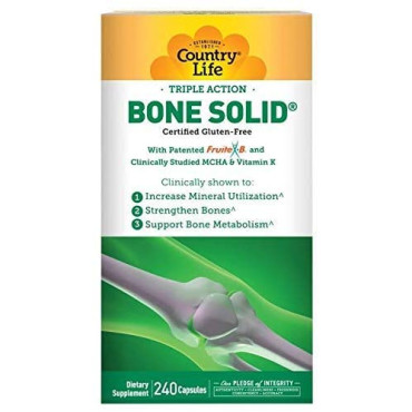 Country Life Triple Action Bone Solid - 240 Capsules - Increase Mineral Utilization - Strengthen Bones - Bone Metabolism