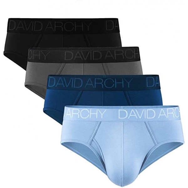 DAVID ARCHY Men's Underwear Bamboo Rayon Breathable Ultra Soft Comfort Lightweight Pouch Briefs With Fly in 4 Pack