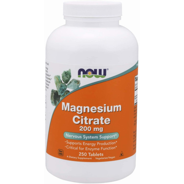 NOW Supplements Magnesium Citrate 200 mg, 250 Tablets
