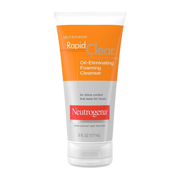 Neutrogena Rapid Clear Oil-Eliminating Foaming Facial Cleanser For Oily and Acne-Prone Skin, Removes Pore-Clogging Dirt and Controls Shine, Oil-Free and Non-Comedogenic