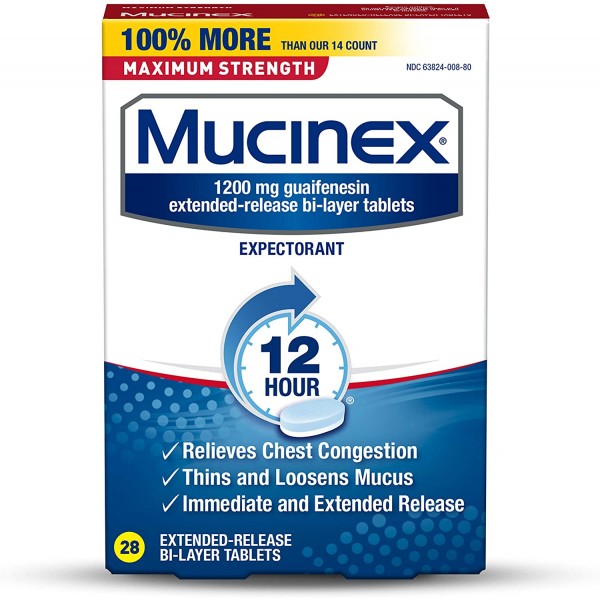 Mucinex Maximum Strength 12 Hour Chest Congestion Expectorant Relief Tablets, Buy in UAE