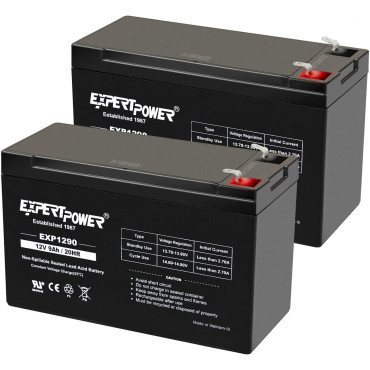 ExpertPower 12v 9ah Sealed Lead Acid Battery with F2 Terminals (.250")/2 Pack