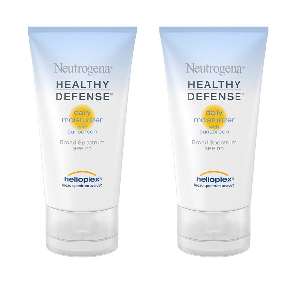 Neutrogena Healthy Defense Daily Moisturizer with SPF 50 and Vitamin E, Lightweight Face Lotion with SPF 50 Sunscreen and Antioxidants, Vitamin C & Vitamin E