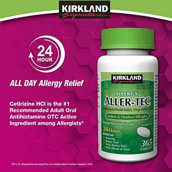 Buy Kirkland Signature Aller-Tec Cetirizine Hydrochloride Tablets, 10 mg imported from USA