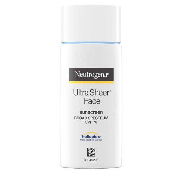 Neutrogena Ultra Sheer Liquid Daily Facial Sunscreen with Broad Spectrum SPF 70, Non-Comedogenic, Oil-Free & PABA-Free Weightless UVA/UVB Sun Protection