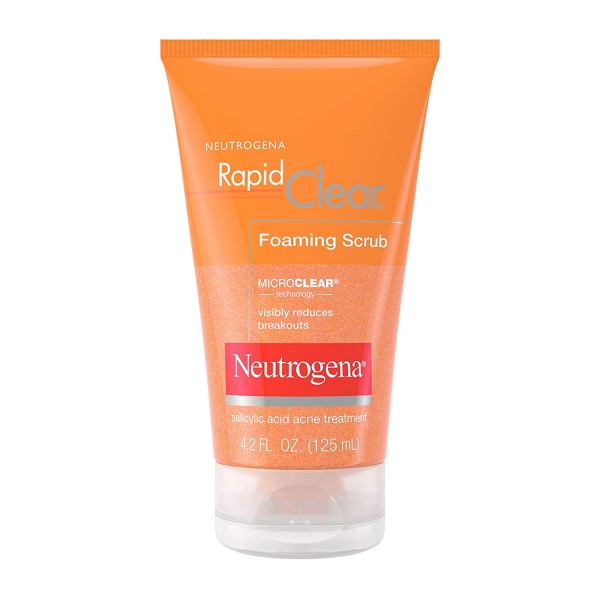 Neutrogena Rapid Clear Foaming Exfoliating Facial Scrub with Salicylic Acid Acne Medicine For Breakouts and Acne-Prone Skin