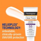 Neutrogena Clear Face Liquid Lotion Sunscreen for Acne-Prone Skin, Broad Spectrum SPF 55 with Helioplex Technology, Oil-Free, Fragrance-Free & Non-Comedogenic