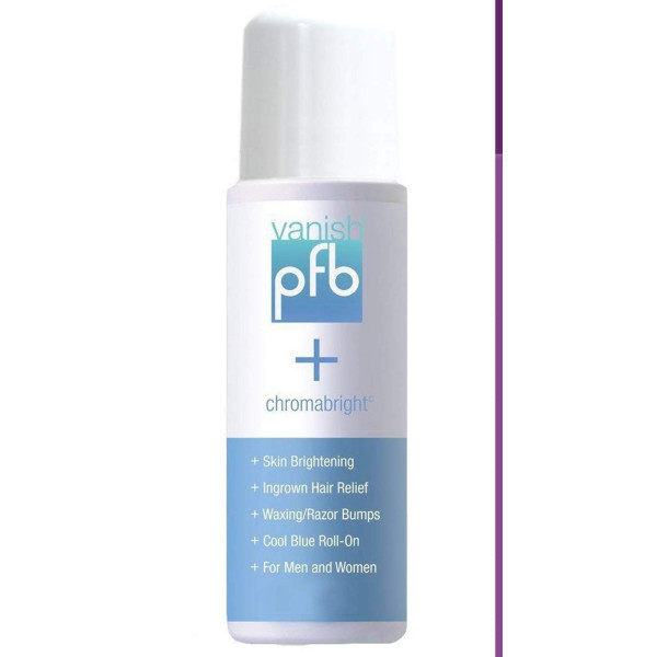 PFB Vanish Razor Bump Stopper Skin Care Treatment with Chromabright Dark Spot Remover, Roll On Formula Treats Ingrown Hairs and Razor Burns - 93g