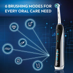 Oral-B 7000 SmartSeries Rechargeable Power Electric Toothbrush with 3 Replacement Brush Heads, Bluetooth Connectivity and Travel Case, Black, Powered