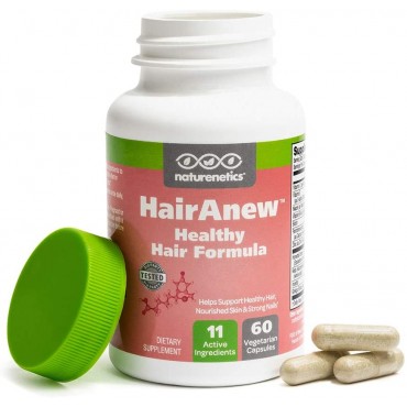 HairAnew Hair Skin and Nails Vitamins For Women & Men - Trusted Hair Supplement - Vegan - 11 Hair Vitamins & Ingredients For Growth In Confidence & Appearance - 5000mcg Biotin - 60 Capsules (1)