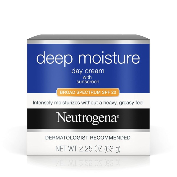 Neutrogena Deep Moisture Face Cream with SPF 20 Sunscreen, Glycerin, Shea Butter & Vitamin D3, Face moisturizer for dry skin - SPF moisturizer, Glycerin, Shea Butter, Vitamin D3