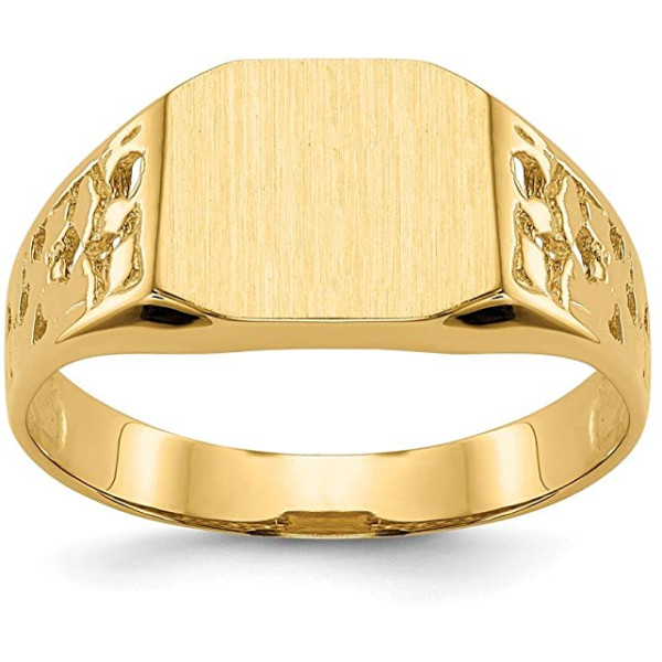14k Yellow Gold 9.0x10.5mm Mens Signet Band Ring..