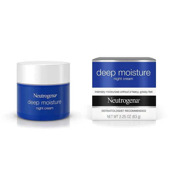 Neutrogena Deep Moisture Night Cream with Glycerin & Vitamin D3, Facial Moisturizer for Dry Skin with Shea butter, Glycerin, Vitamin D3, Non Greasy & Non Comedogenic