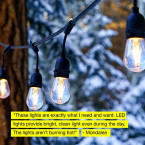 Brightech Ambience Pro - Waterproof LED Outdoor String Lights - Hanging, Dimmable 2W Vintage Edison Bulbs - 48 Ft Commercial Grade Patio Lights Create Cafe Ambience in Your Backyard