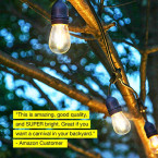 Brightech Ambience Pro - Waterproof LED Outdoor String Lights - Hanging, Dimmable 2W Vintage Edison Bulbs - 48 Ft Commercial Grade Patio Lights Create Cafe Ambience in Your Backyard