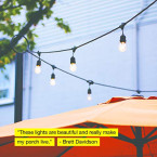 Brightech Ambience Pro - Waterproof LED Outdoor String Lights - Hanging, Dimmable 2W Vintage Edison Bulbs - 48 Ft Commercial Grade Patio Lights Create Cafe Ambience in Your Backyard