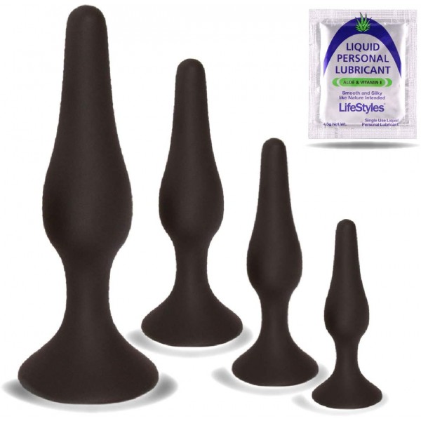 Real Vibes Butt Plug & Anal Plug Prostate Massager Enema Kit with Suction Cup & Anal Lube for Anal Dildo 