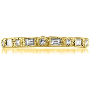 14k Yellow Gold Round & Baguette Diamond Bridal Wedding Band Ring (1/4 cttw, I-J, SI2-I1)