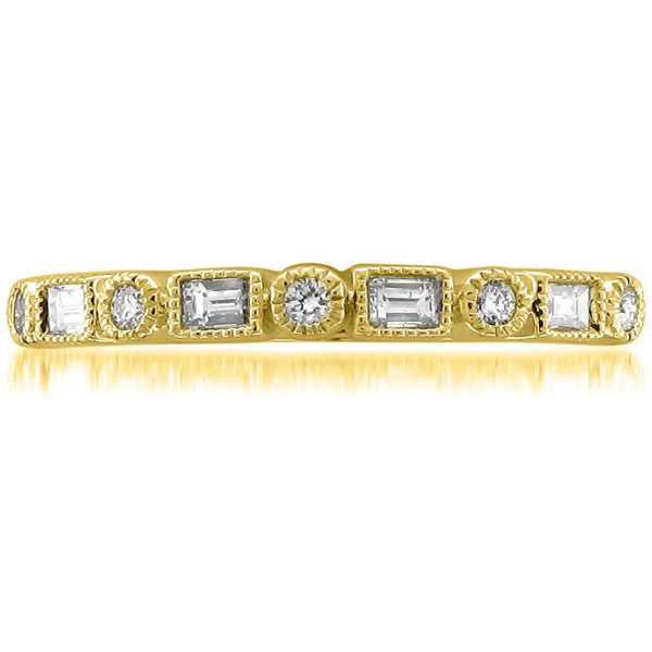 14k Yellow Gold Round & Baguette Diamond Bri..