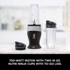 Ninja Personal Blender for Shakes, Smoothies, Food Prep, and Frozen Blending with 700-Watt Base and (2) 16-Ounce Cups with Spout Lids
