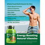 NATURELO Whole Food Multivitamin for Men - with Vitamins, Minerals, Organic Herbal Extracts - Vegetarian - for Energy, Brain, Heart, Eye Health - 120 Vegan Capsules