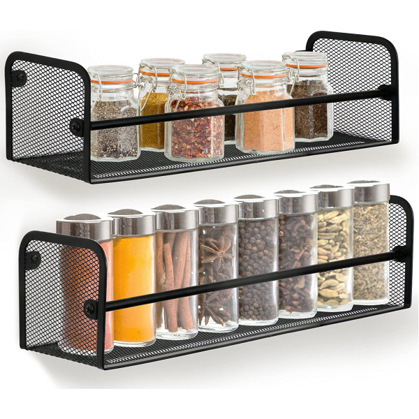 Greenco Wall Mount Single Tier Mesh Spice Rack, ..