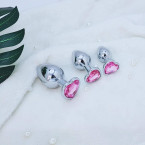 AKStore 3 Pcs Luxury Jewelry Design Fetish Heart Metal Anal Butt Plug Fantasy Sex Restraints Bondage SM Jewelry Butt Plug - Large Medium Small Anal Stimulation Sex Toy for Unisex Masturbation(Pink)