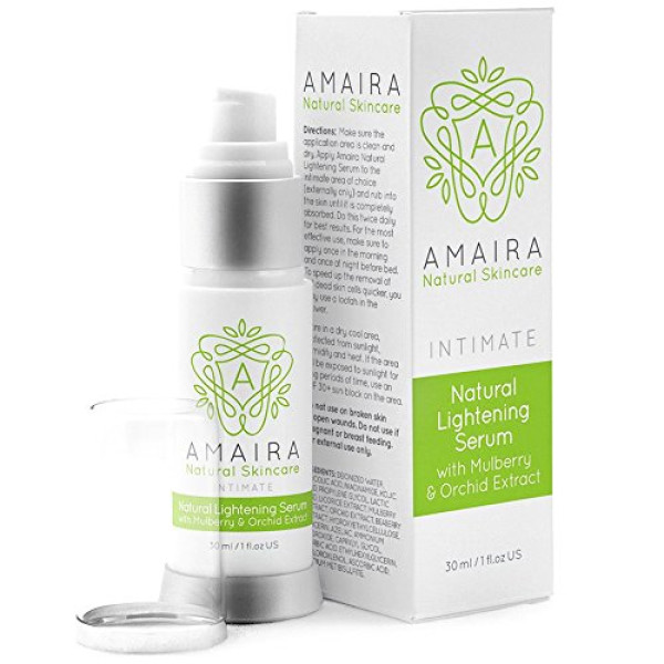Amaira Intimate Lightening Serum Bleaching Cream - Skin Whitening for Sensitive Spots, Private Parts, Dark Spots - Gentle Kojic Acid Formula for All Skin Types (2017 Formula)