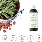 Natural Biotin Shampoo for Men and Women - Sulfate Free Volumizing Shampoo for Thinning Hair with Biotin Keratin and Essential Oils for Hair Care - Advanced Thin Hair Shampoo with Biotin Hair Vitamins