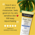 Neutrogena Sheer Zinc Oxide Dry-Touch Mineral Face Sunscreen Lotion with Broad Spectrum SPF 50, Oil-Free, Non-Comedogenic & Non-Greasy Zinc Oxide Facial Sunscreen, Hypoallergenic