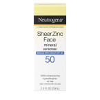 Neutrogena Sheer Zinc Oxide Dry-Touch Mineral Face Sunscreen Lotion with Broad Spectrum SPF 50, Oil-Free, Non-Comedogenic & Non-Greasy Zinc Oxide Facial Sunscreen, Hypoallergenic