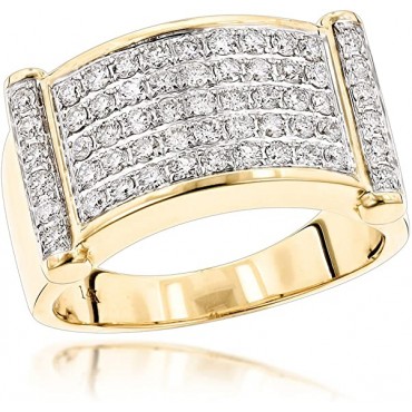 LUXURMAN Rings for Men Unique 14k Gold Mens Natural Diamond Band for Him (1.25 Ct, G-H Color)