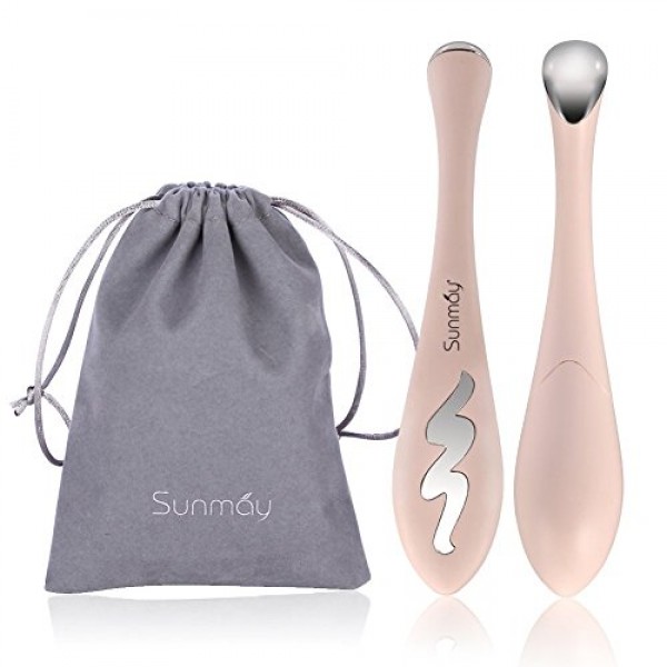 SUNMAY Ionic Heated Eye Massager roller Wand, Sonic Eye Treatment Pen for Puffiness and Crow's Feet, Battery Operated (Included)