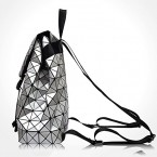 DIOMO Geometric Lingge Laser Women Backpack Travel Shoulder Bag(Black)