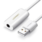 UGREEN USB Sound Card External Converter USB Audio Adapter with 3.5mm Aux Stereo for Headset, PC, Laptops, Desktops, PS4, Windows, Mac, and Linux White
