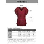 Helloacc Womens V Neck Short Ruffled Sleeves Banded Bottom T Shirts Loose Tops