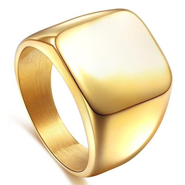 Buy Enhong Signet Biker Rings Solid Polished Sta..